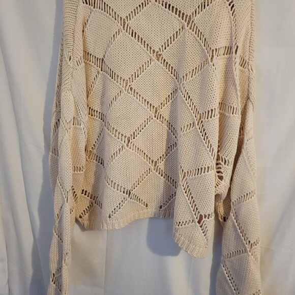 Women's Pink Lily Plus XXL 2X Ivory Sweater BOHO Cute Short - Picture 4 of 4